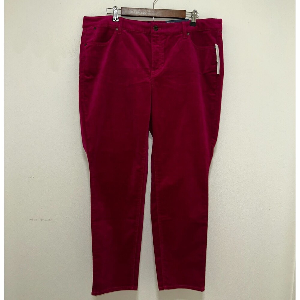 NWT TALBOTS Women Pants 16W Flawless Vivid Berry Pink Corduroy Slim Mid Rise $99 - Picture 10 of 11